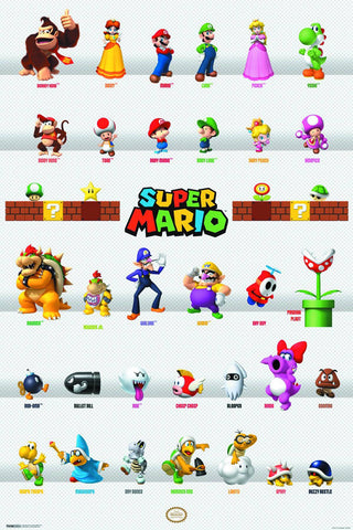 Super Mario Bros - Mario Characters Poster - Cyber City Comix