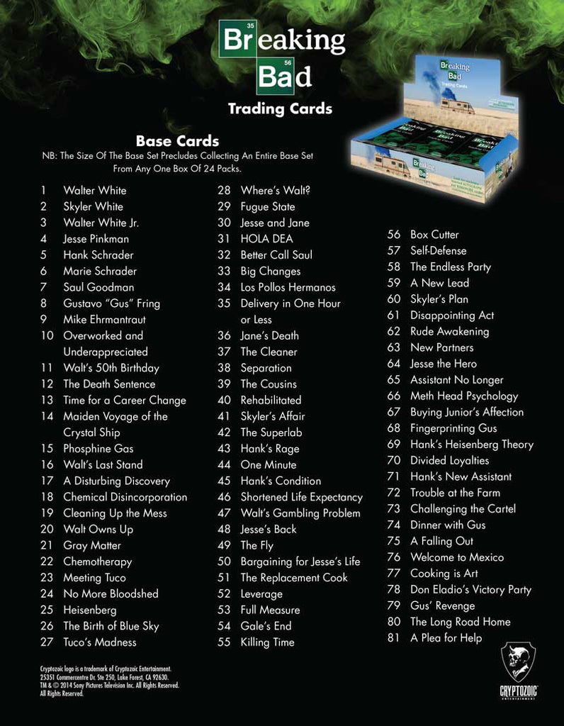 Breaking Bad Trading Cards Box Cyber City Comix